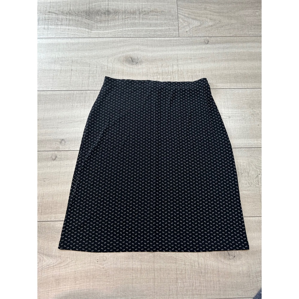 Dressbarn Black Polka Dot Midi Skirt High Waisted Classic Minimalist XL